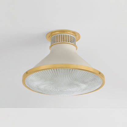 Hudson Valley Highclere 17.75" Flush Mount in Aged Brass / Off White, alternate view 1