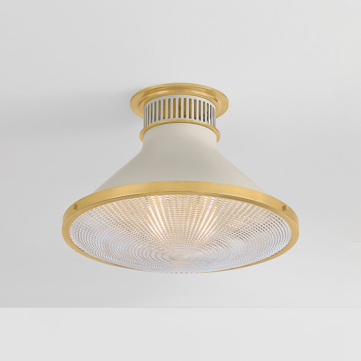 Hudson Valley Highclere 17.75" Flush Mount in Aged Brass / Off White, alternate view 2
