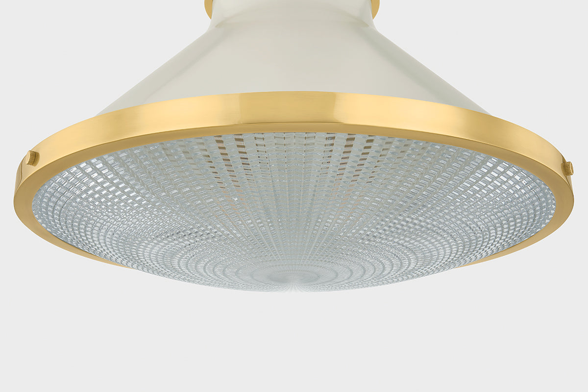 Hudson Valley Highclere 17.75" Flush Mount in Aged Brass / Off White, room setting 1