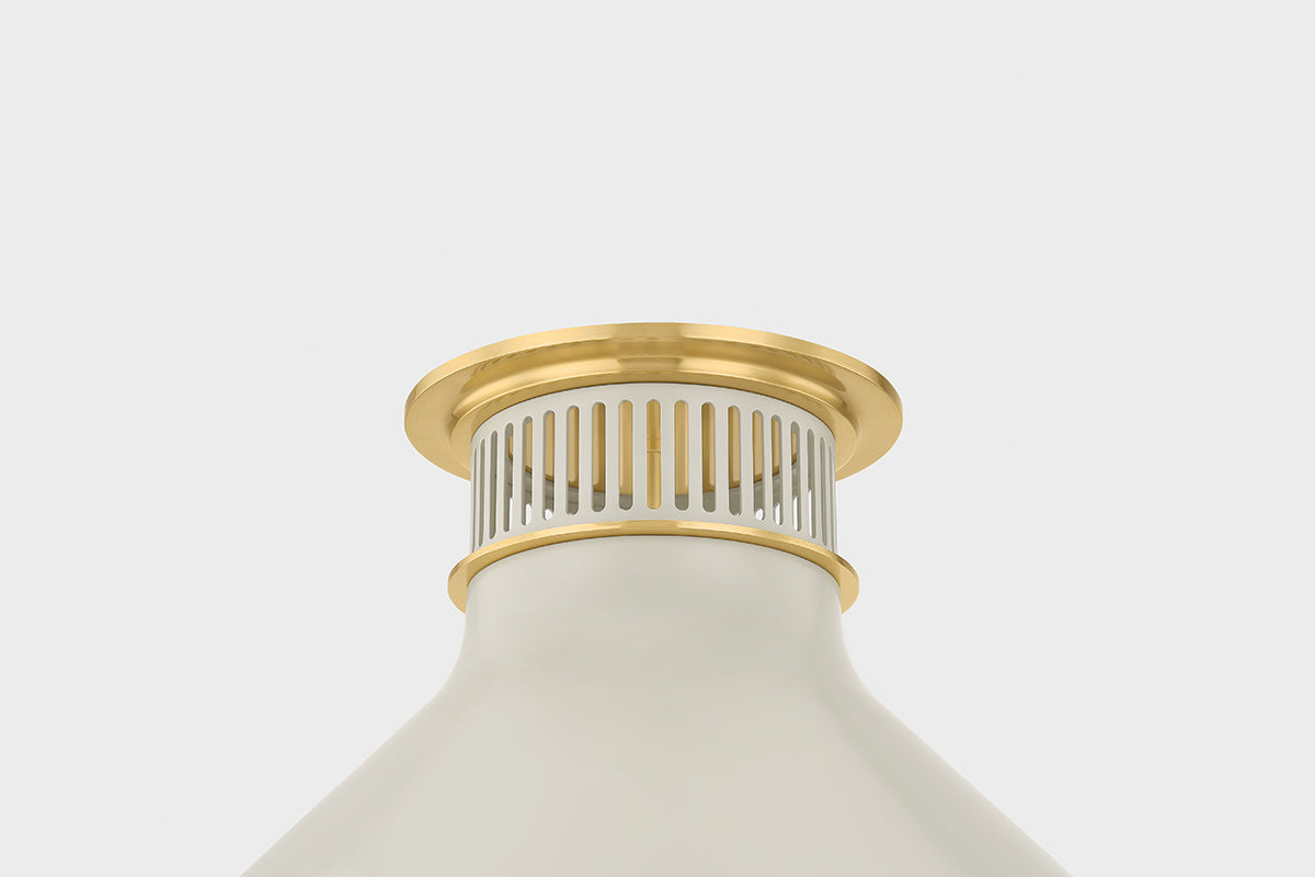 Hudson Valley Highclere 17.75" Flush Mount in Aged Brass / Off White, room setting 2