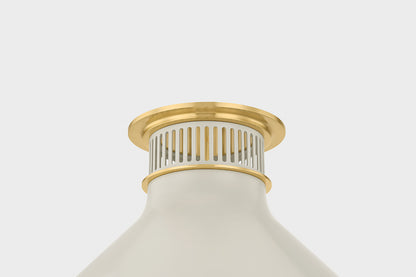 Hudson Valley Highclere 17.75" Flush Mount in Aged Brass / Off White, room setting 2