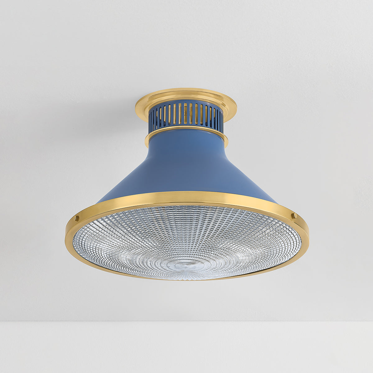Hudson Valley Highclere 17.75" Flush Mount in Aged Brass / Soft French Blue, alternate view 1
