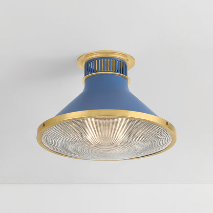 Hudson Valley Highclere 17.75" Flush Mount in Aged Brass / Soft French Blue, alternate view 2