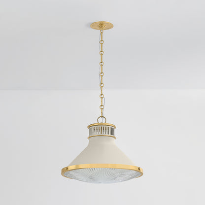 Hudson Valley Highclere 17.75" Pendant in Aged Brass / Off White, alternate view 1