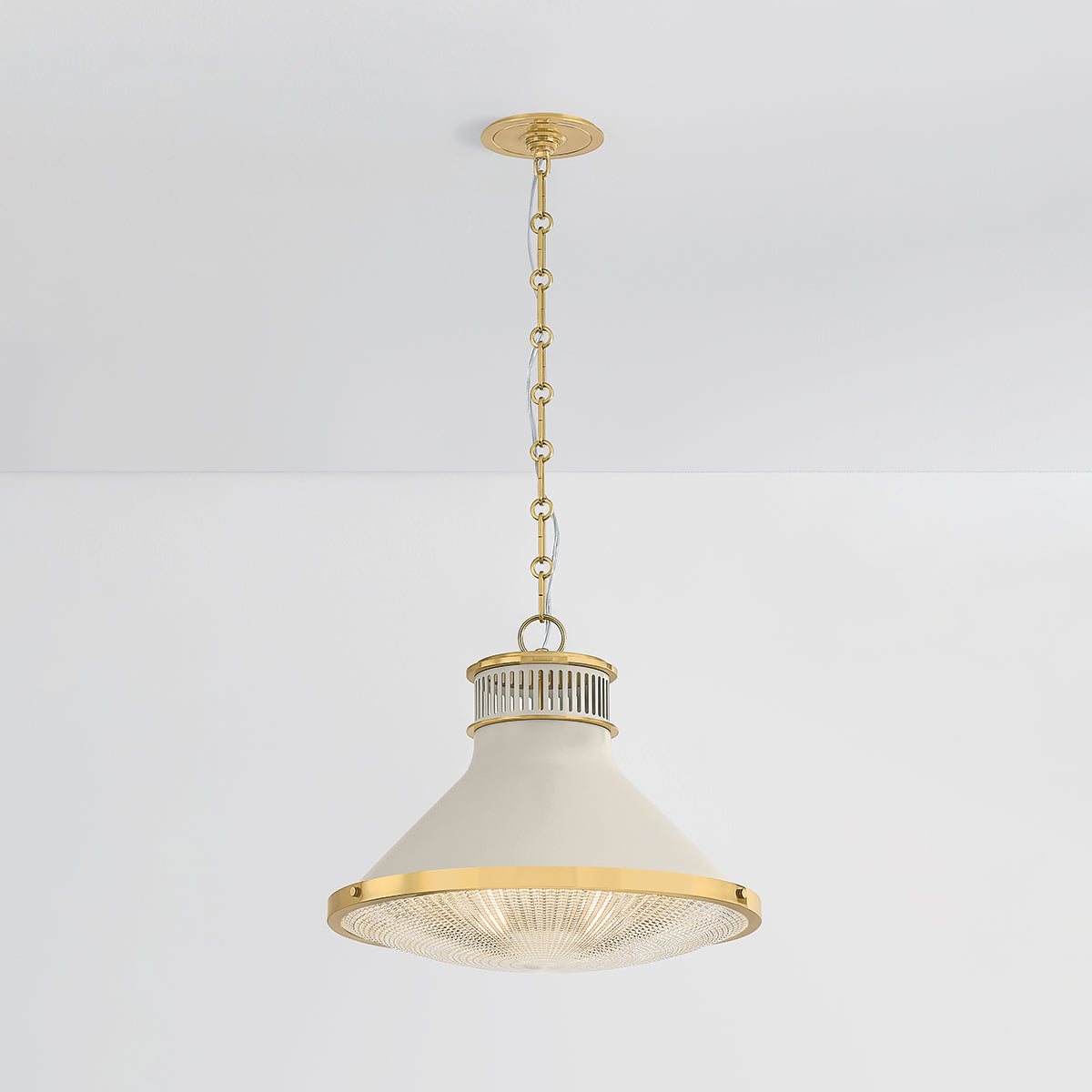Hudson Valley Highclere 17.75" Pendant in Aged Brass / Off White, alternate view 2
