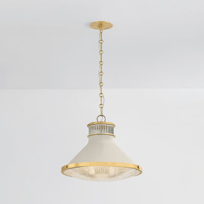 Hudson Valley Highclere 17.75" Pendant in Aged Brass / Off White, alternate view 2