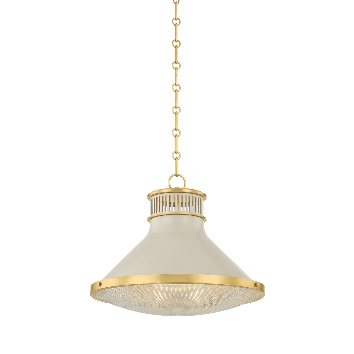 Hudson Valley Highclere 17.75" Pendant Aged Brass / Off-White with Off White