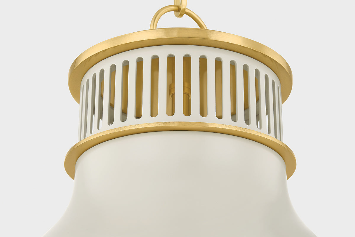 Hudson Valley Highclere 17.75" Pendant in Aged Brass, room setting 6