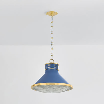 Hudson Valley Highclere 17.75" Pendant in Aged Brass / Soft French Blue, alternate view 1