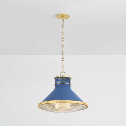 Hudson Valley Highclere 17.75" Pendant in Aged Brass / Soft French Blue, alternate view 2