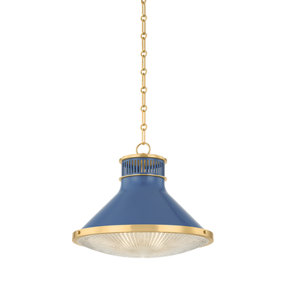 Hudson Valley Highclere 17.75" Pendant Aged Brass / Soft French Blue