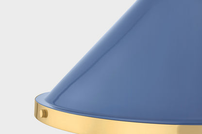 Hudson Valley Highclere 17.75" Pendant in Aged Brass / Soft French Blue, room setting 3