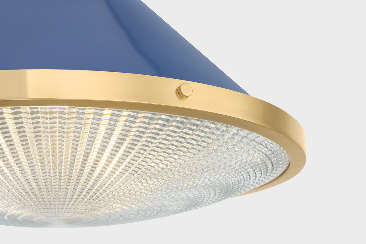 Hudson Valley Highclere 17.75" Pendant in Aged Brass / Soft French Blue, room setting 4