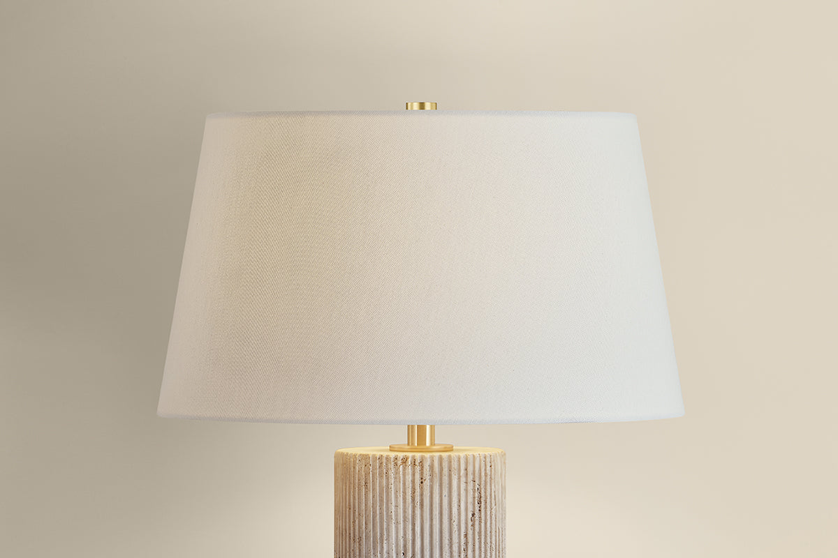 Hudson Valley Highland Mills 16" Table Lamp in Aged Brass, room setting 1