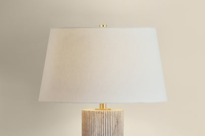 Hudson Valley Highland Mills 16" Table Lamp in Aged Brass, room setting 1