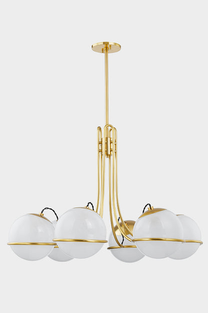 Hudson Valley Hingham 6-Light Chandelier in Aged Brass, room setting 1