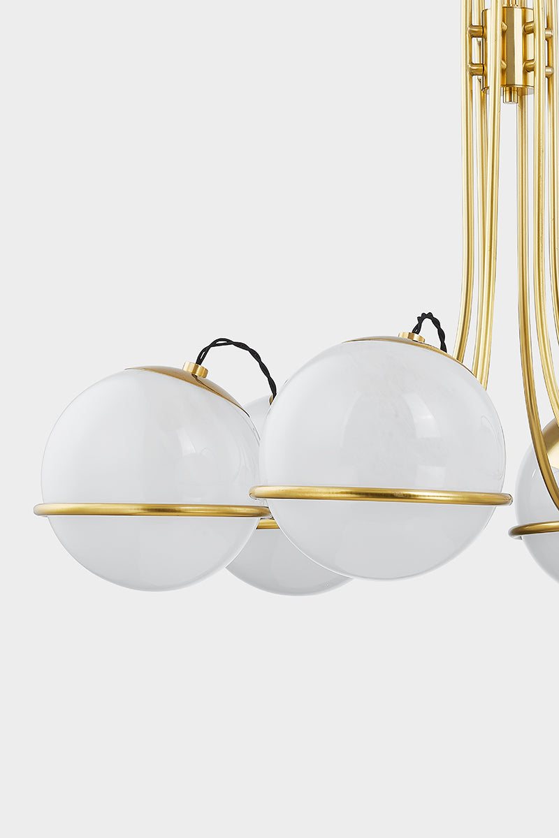 Hudson Valley Hingham 6-Light Chandelier in Aged Brass, room setting 2