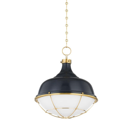 Hudson Valley Holkham Pendant Aged Brass, Darkest Blue
