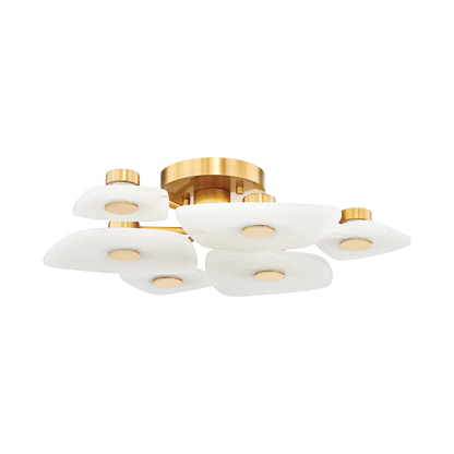 Hudson Valley Holmdel 6-Light Semi-Flush Mount Aged Brass