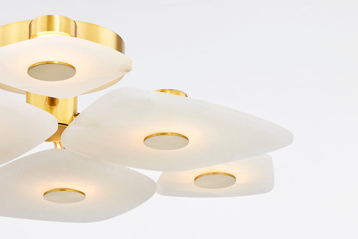 Hudson Valley Holmdel 6-Light Semi-Flush Mount Aged Brass detail view 4