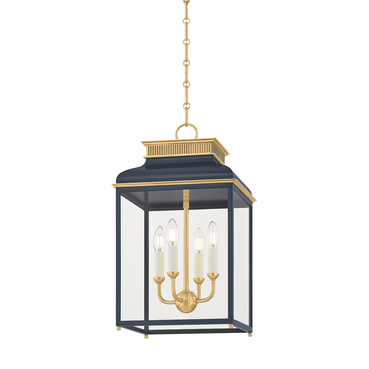 Hudson Valley Houghton 12.75" 4-Light Lantern Aged Brass / Distressed Bronze