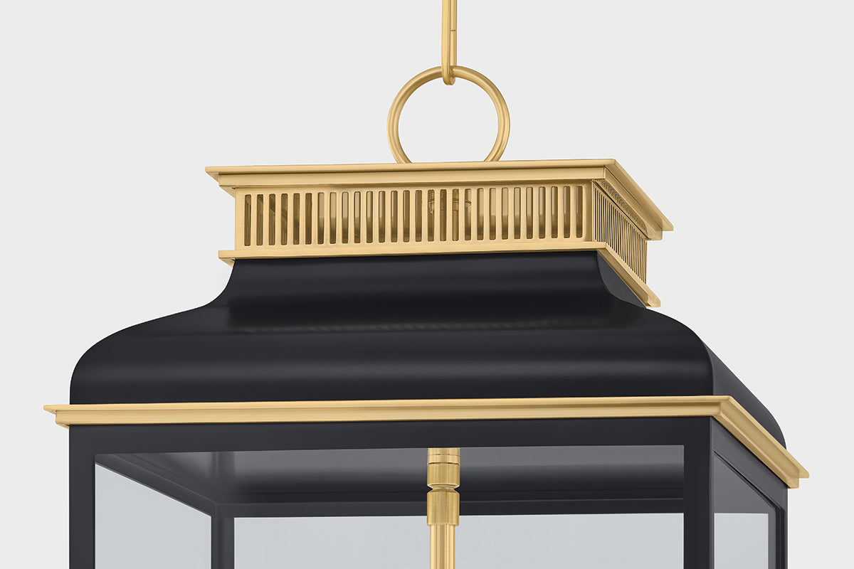 Hudson Valley Houghton 12.75" 4-Light Lantern in Aged Brass / Distressed Bronze, room setting 2
