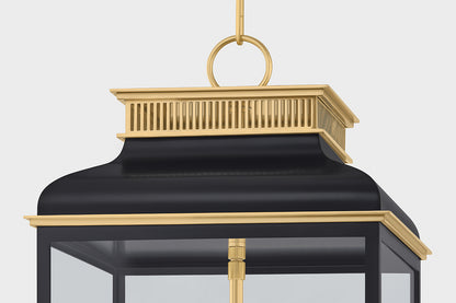 Hudson Valley Houghton 12.75" 4-Light Lantern in Aged Brass / Distressed Bronze, room setting 2