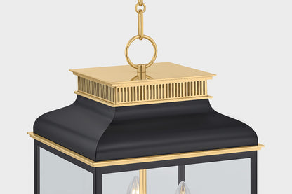 Hudson Valley Houghton 12.75" 4-Light Lantern in Aged Brass / Distressed Bronze, room setting 3