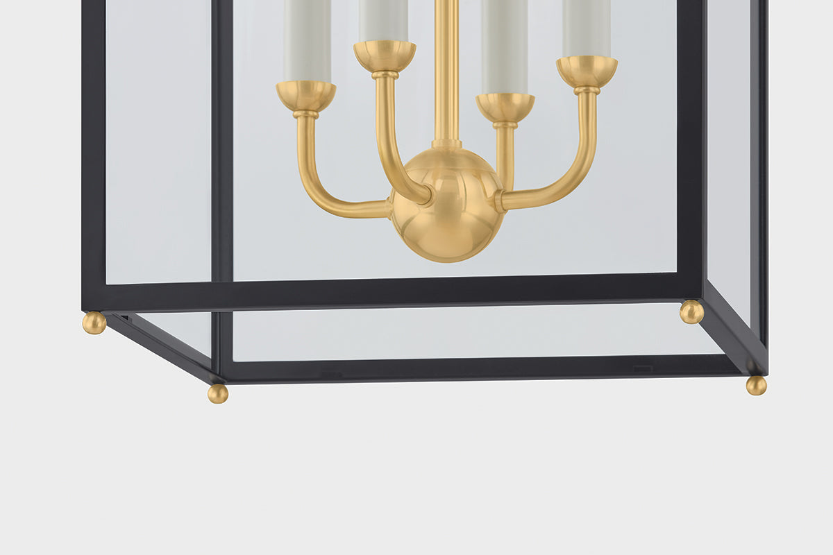 Hudson Valley Houghton 12.75" 4-Light Lantern in Aged Brass / Distressed Bronze, room setting 4