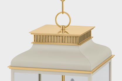 Hudson Valley Houghton 12.75" 4-Light Lantern in Aged Brass / Off White, room setting 2