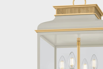 Hudson Valley Houghton 12.75" 4-Light Lantern in Aged Brass / Off White, room setting 3