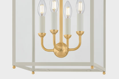 Hudson Valley Houghton 12.75" 4-Light Lantern in Aged Brass / Off White, room setting 4