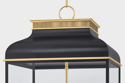 Hudson Valley Houghton 19" 4-Light Lantern in Aged Brass / Distressed Bronze, room setting 2