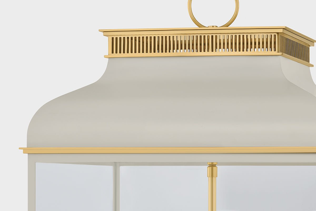 Hudson Valley Houghton 19" 4-Light Lantern in Aged Brass / Off White, room setting 2