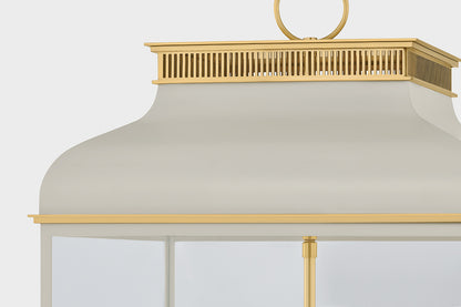 Hudson Valley Houghton 19" 4-Light Lantern in Aged Brass / Off White, room setting 2