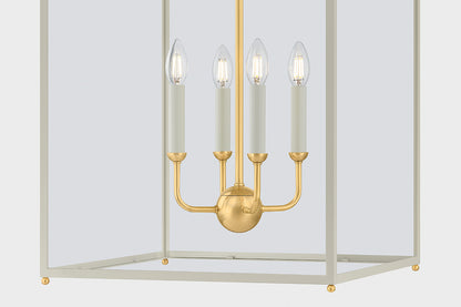 Hudson Valley Houghton 19" 4-Light Lantern in Aged Brass / Off White, room setting 4