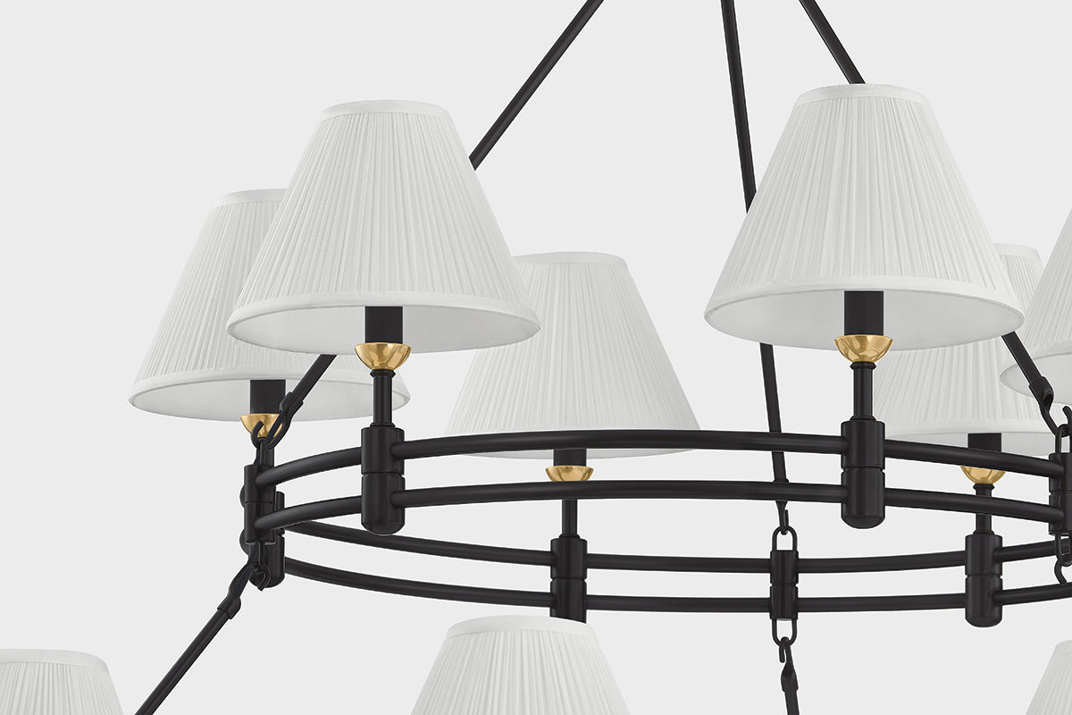 Hudson Valley Howard 15-Light Chandelier in Aged Brass, room setting 4