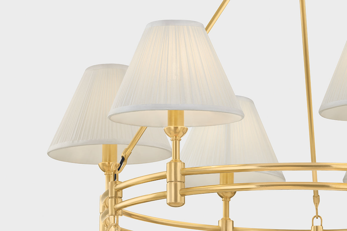 Hudson Valley Howard 15-Light Chandelier in Aged Brass, room setting 7