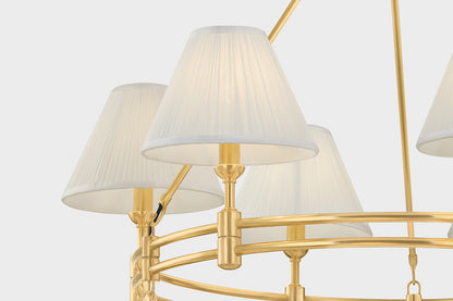 Hudson Valley Howard 15-Light Chandelier in Aged Brass, room setting 7