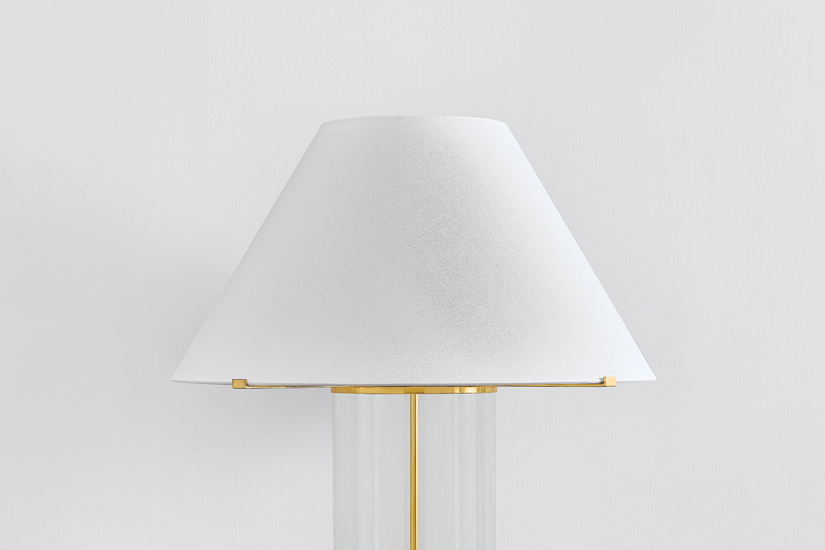 Hudson Valley Inglewood Table Lamp in Aged Brass, room setting 1