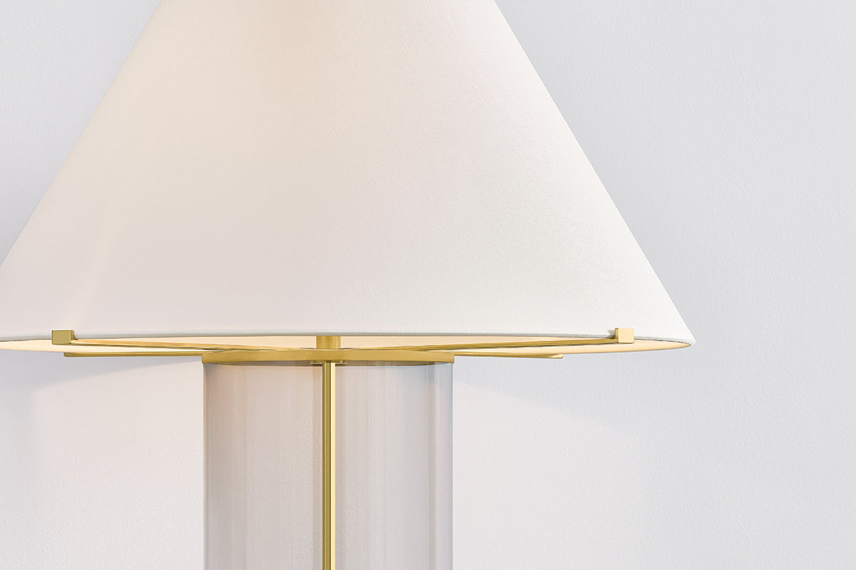 Hudson Valley Inglewood Table Lamp in Aged Brass, room setting 2