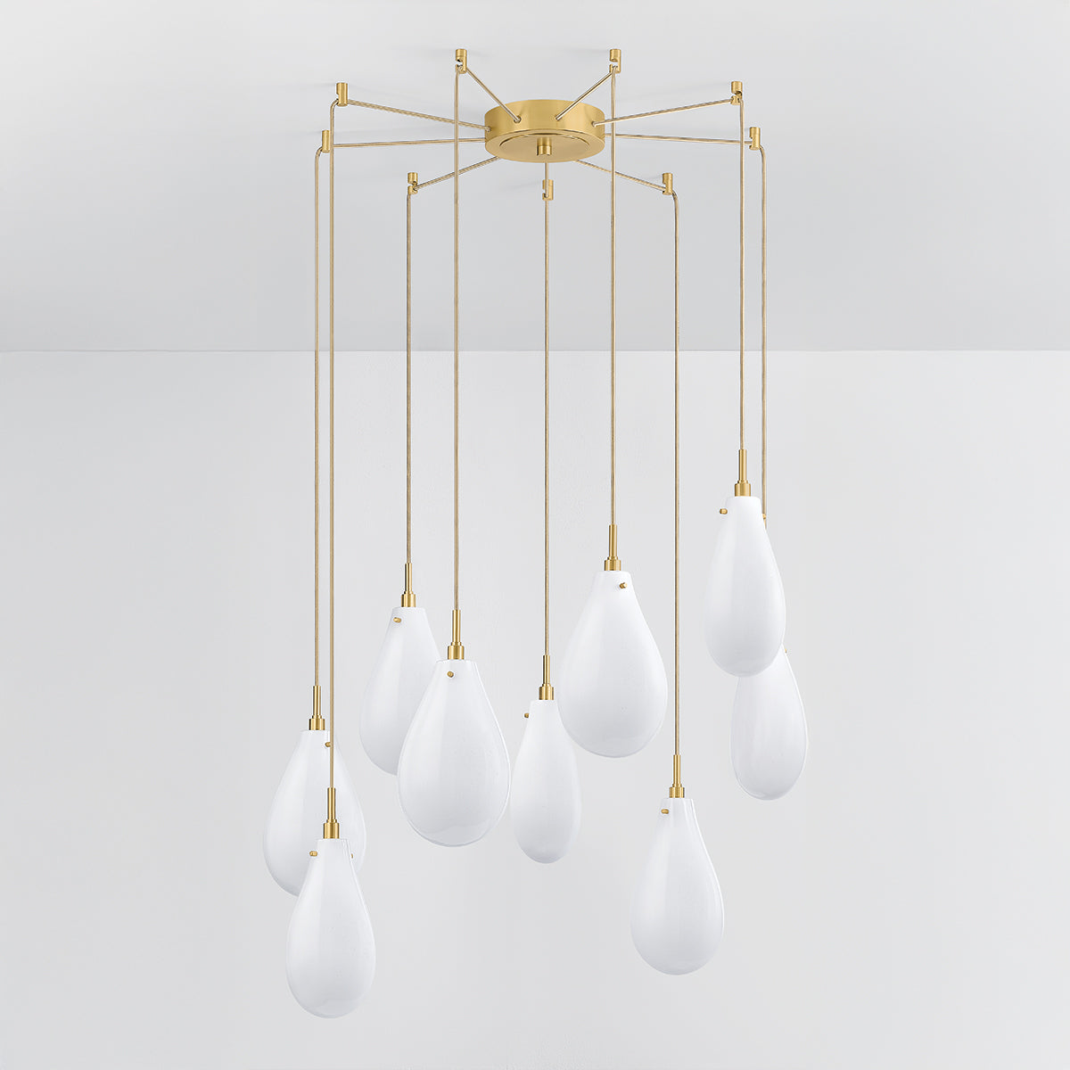 Hudson Valley Ironwood 9-Light Chandelier in Aged Brass, alternate view 1