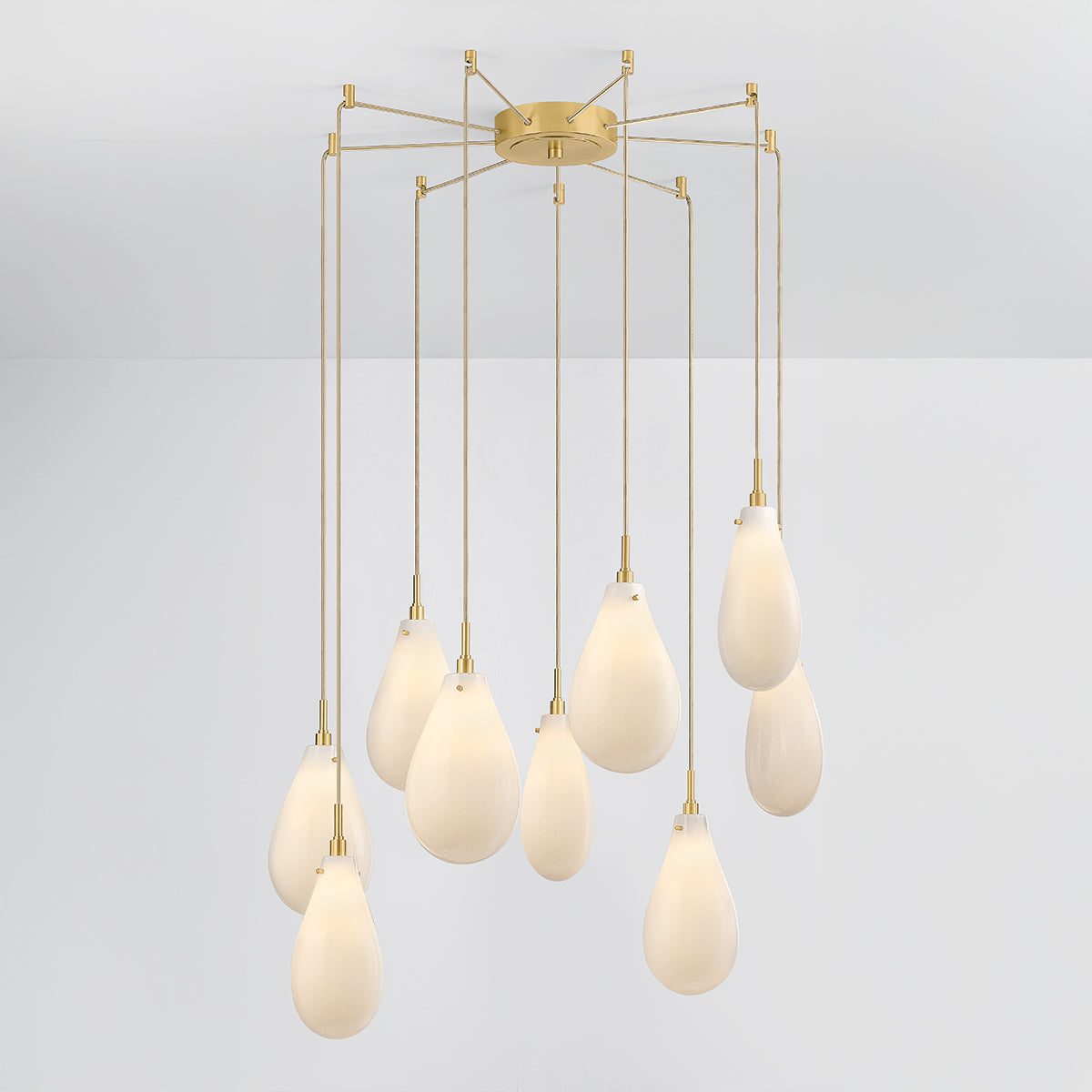 Hudson Valley Ironwood 9-Light Chandelier in Aged Brass, alternate view 2