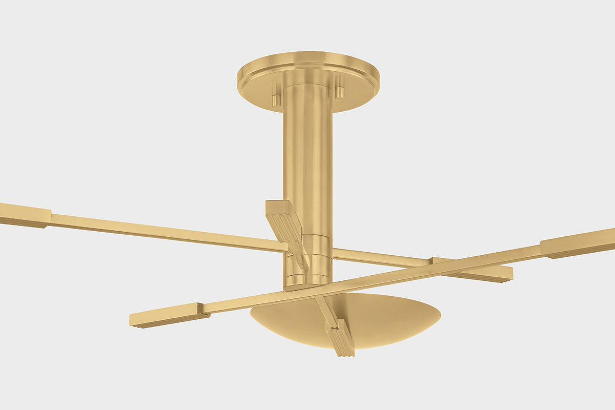 Hudson Valley Johnson Semi-Flush Mount in Aged Brass, room setting 1