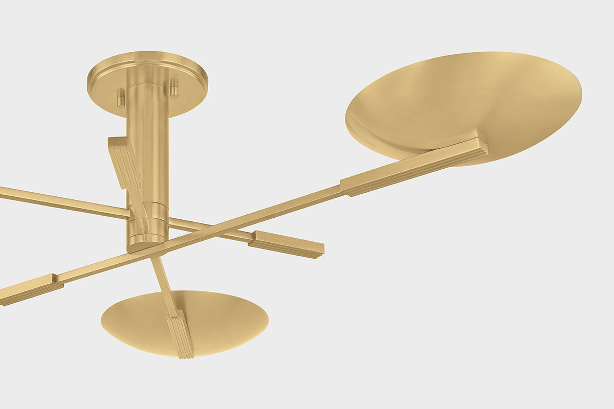 Hudson Valley Johnson Semi-Flush Mount in Aged Brass, room setting 2
