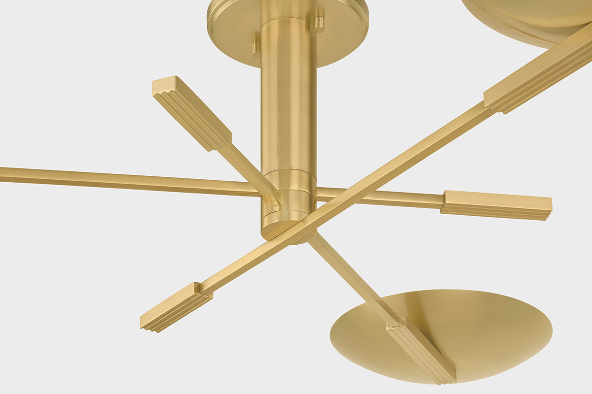 Hudson Valley Johnson Semi-Flush Mount in Aged Brass, room setting 3