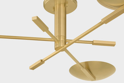 Hudson Valley Johnson Semi-Flush Mount in Aged Brass, room setting 3