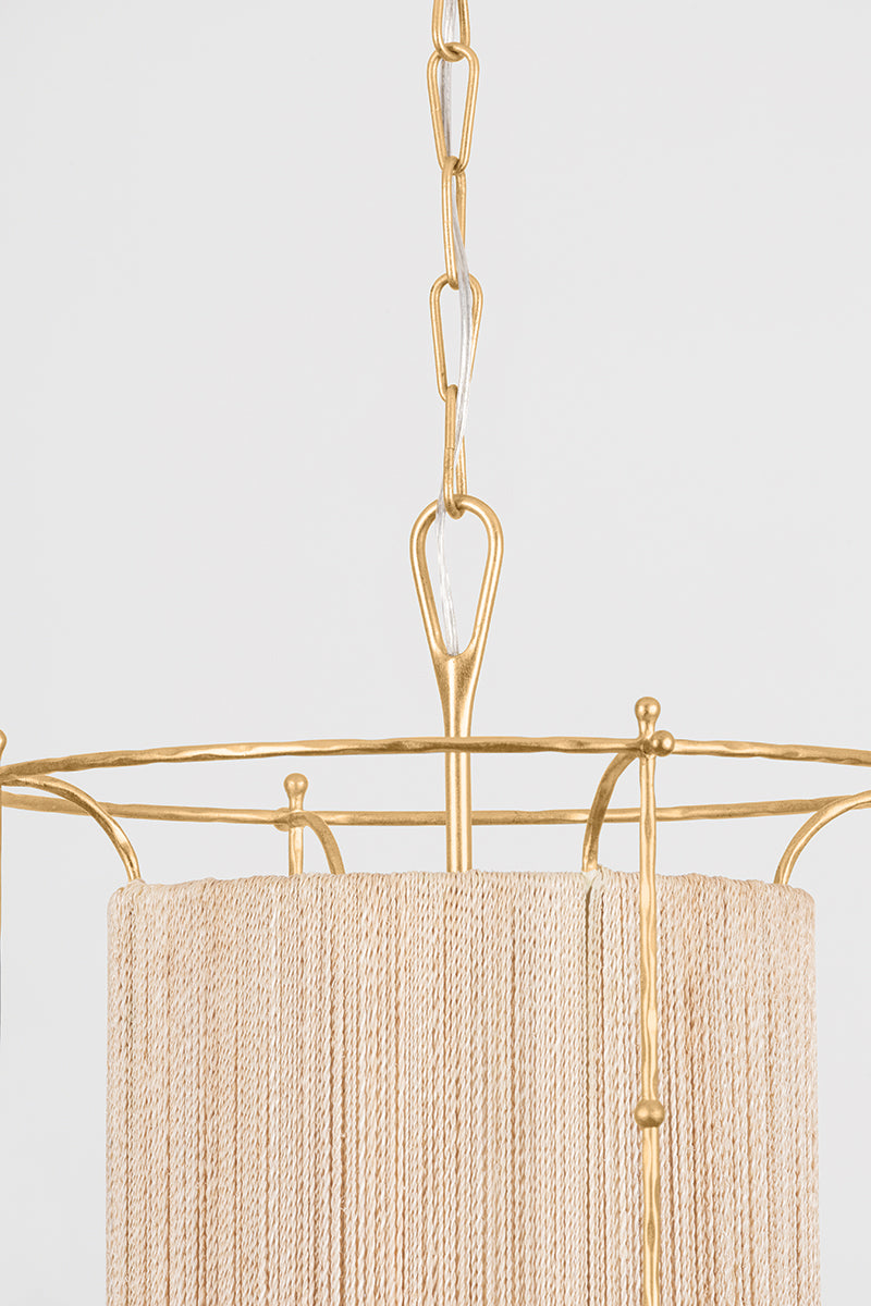 Hudson Valley Jones Point 20" Lantern in Vintage Gold Leaf, room setting 2
