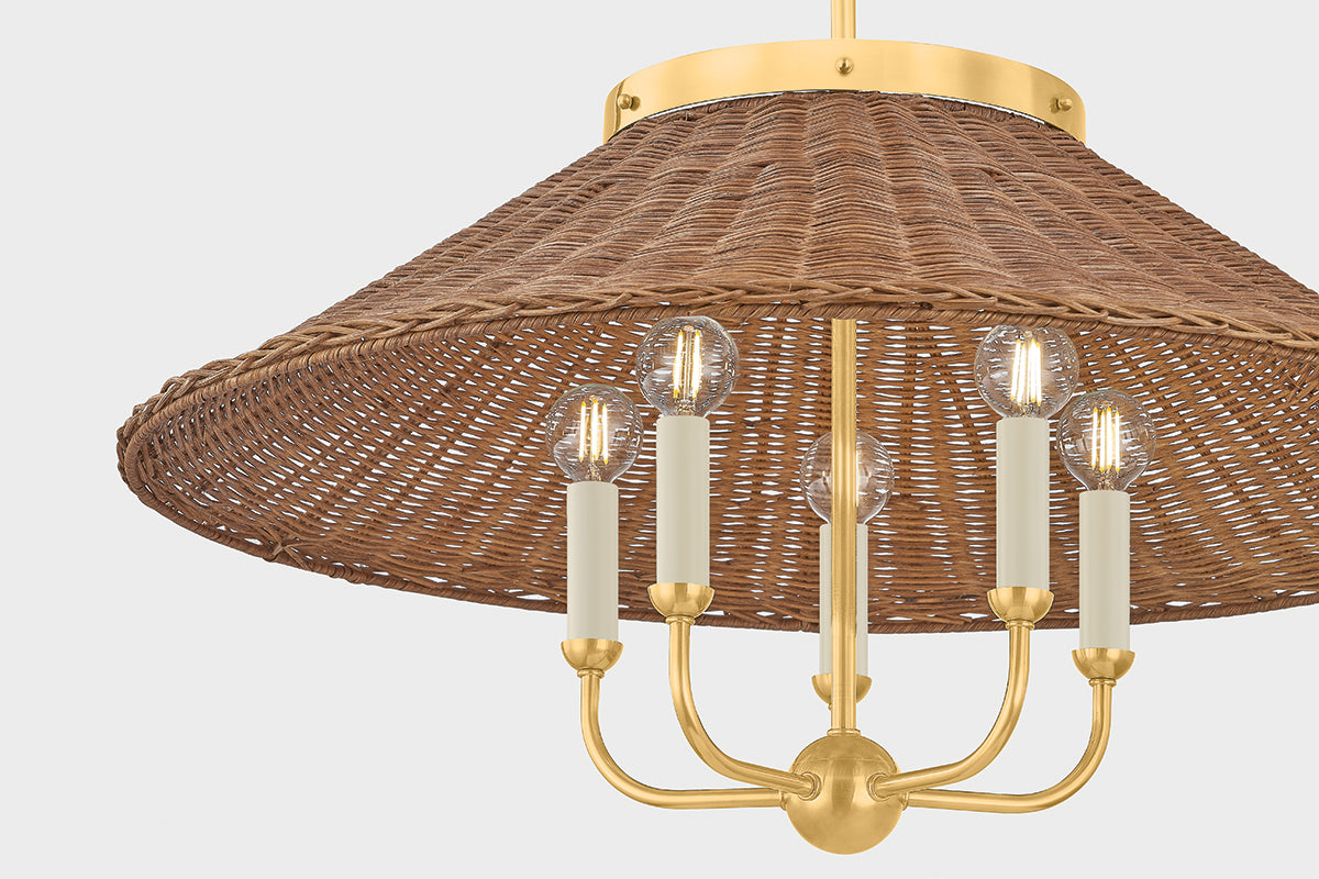 Hudson Valley Kensington 5-Light Chandelier in Aged Brass, room setting 3