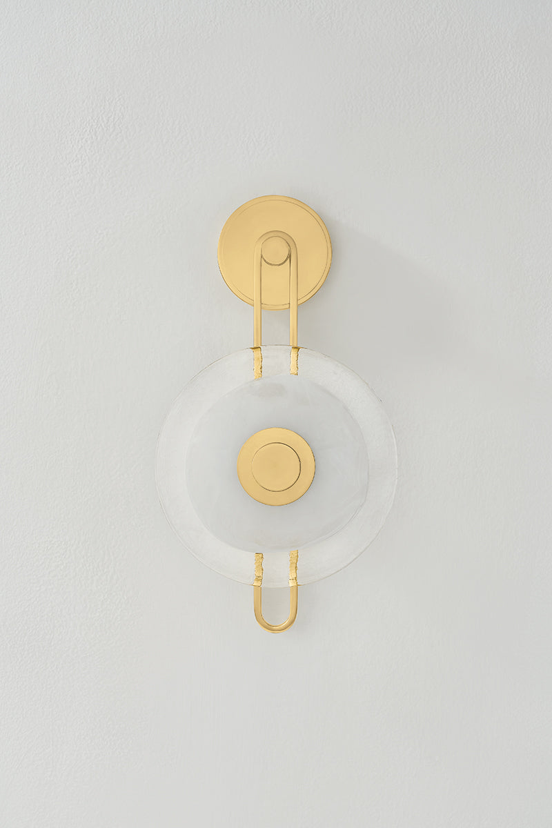 Hudson Valley Keuka Park Wall Sconce in Aged Brass, room setting 1